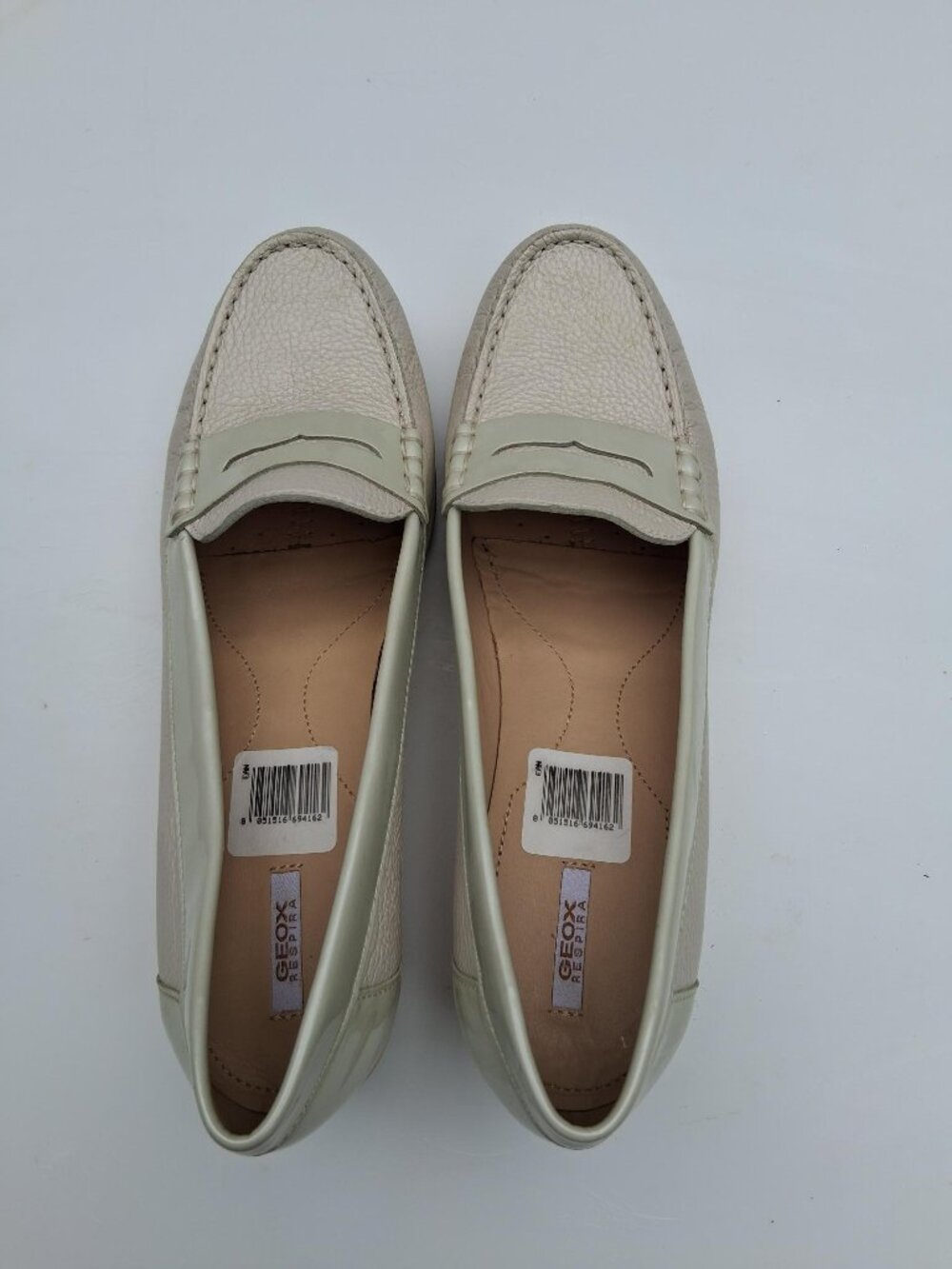 Geox Arethea women's leather loafers, off white (size 41)